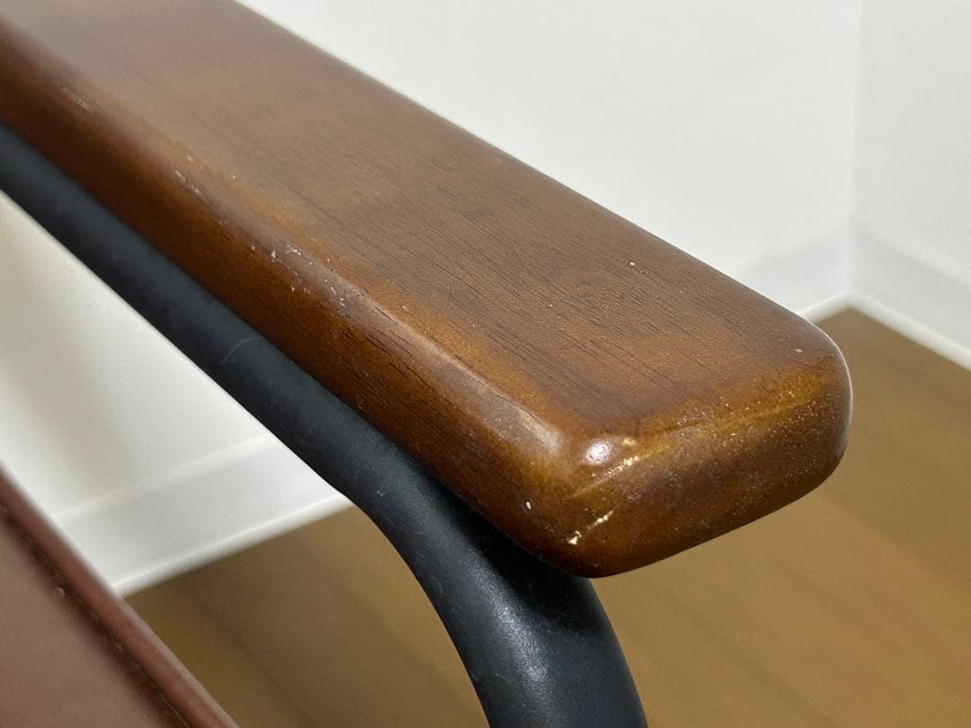 美品】2人掛けブラウン合成皮革ソファ