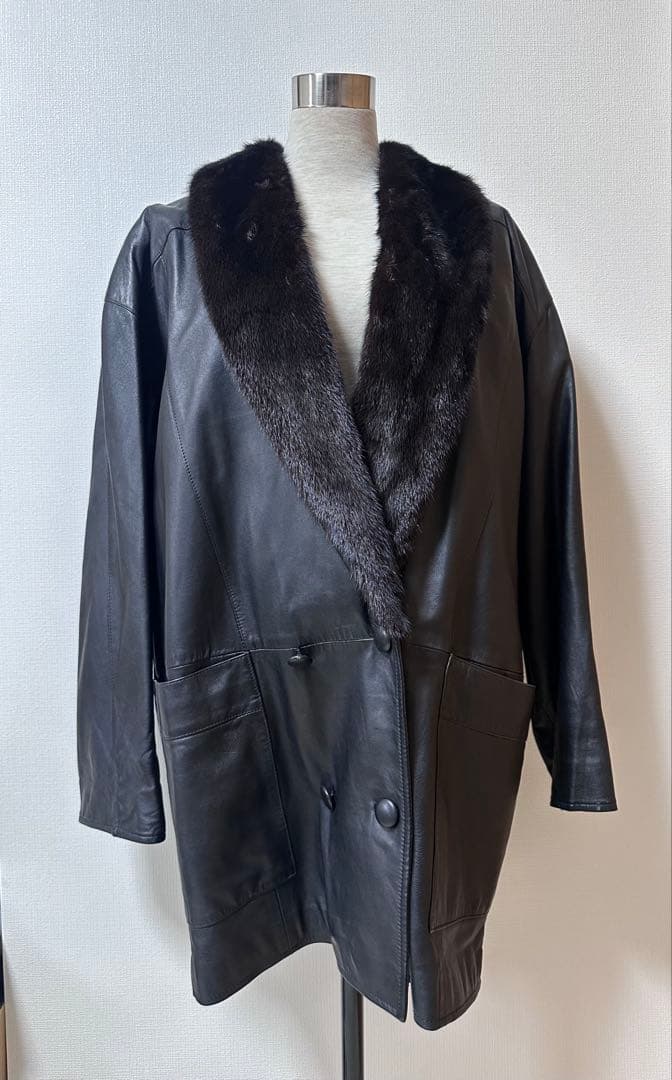 MALVOISIE 本革×ミンクファー 高級レザージャケット FREE