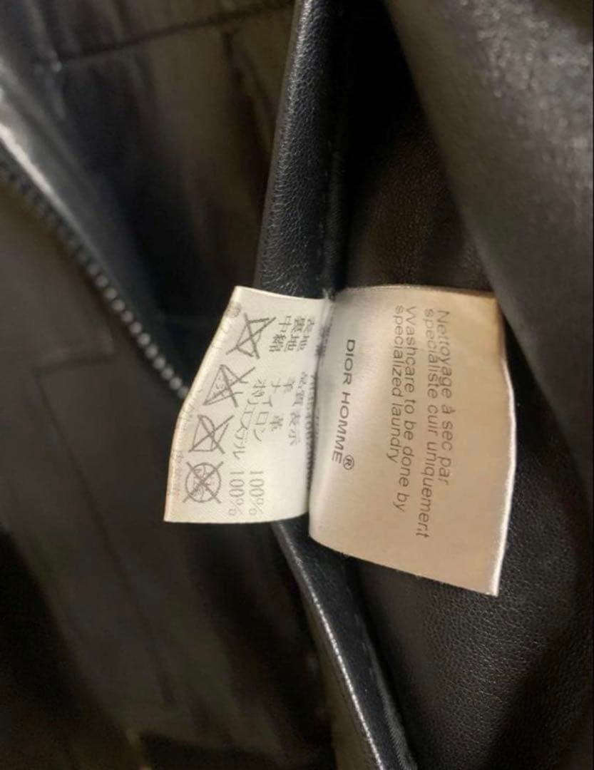 ディオールオム 07AW フードレザージャケット 44