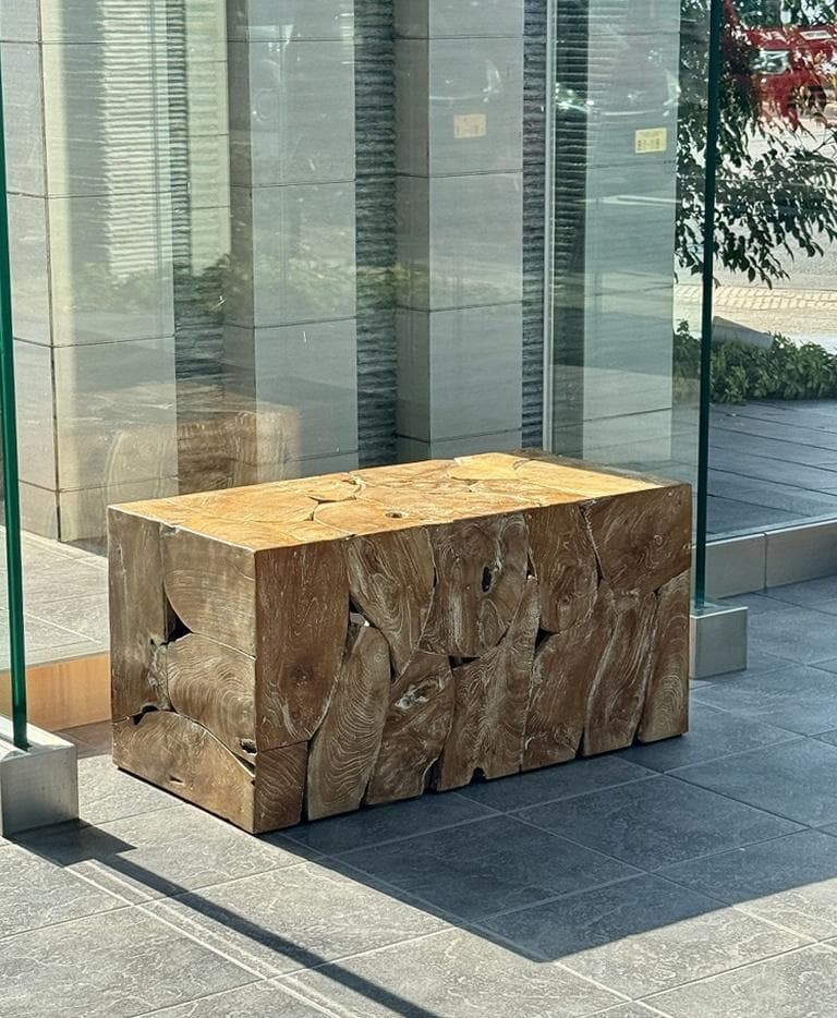 売約済み　チーク無垢材 ブロックベンチ 長椅子 シャビー チェア 銘木家具