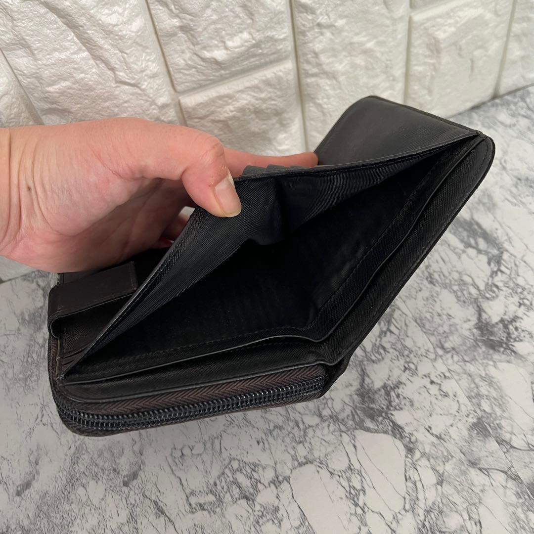 PRADA プラダ 三角プレート ナイロン×サフィアーノ ミニ財布 二つ折り財布