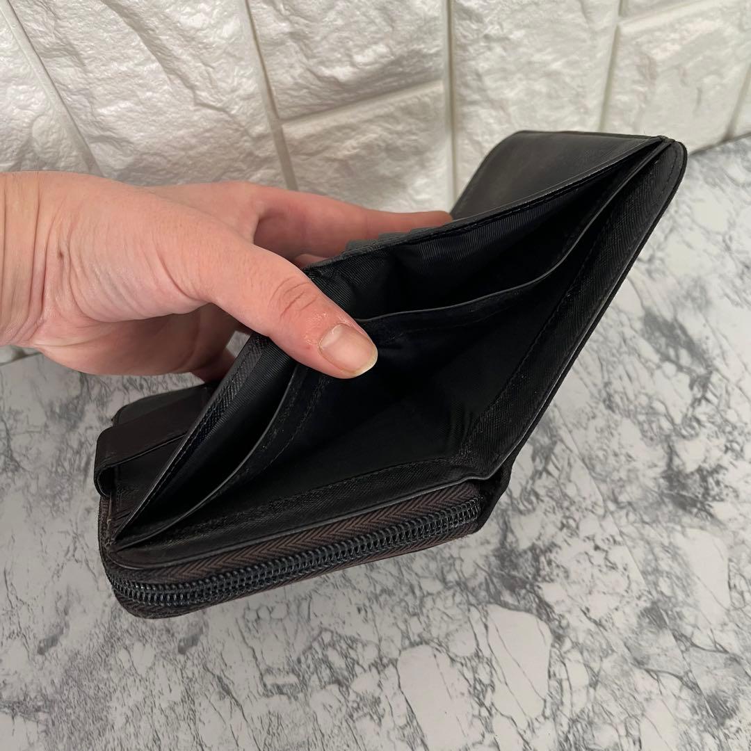 PRADA プラダ 三角プレート ナイロン×サフィアーノ ミニ財布 二つ折り財布