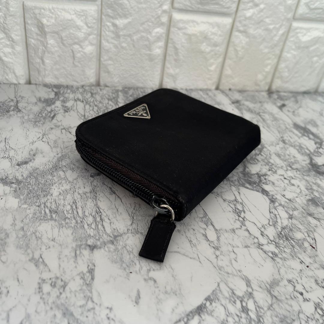 PRADA プラダ 三角プレート ナイロン×サフィアーノ ミニ財布 二つ折り財布