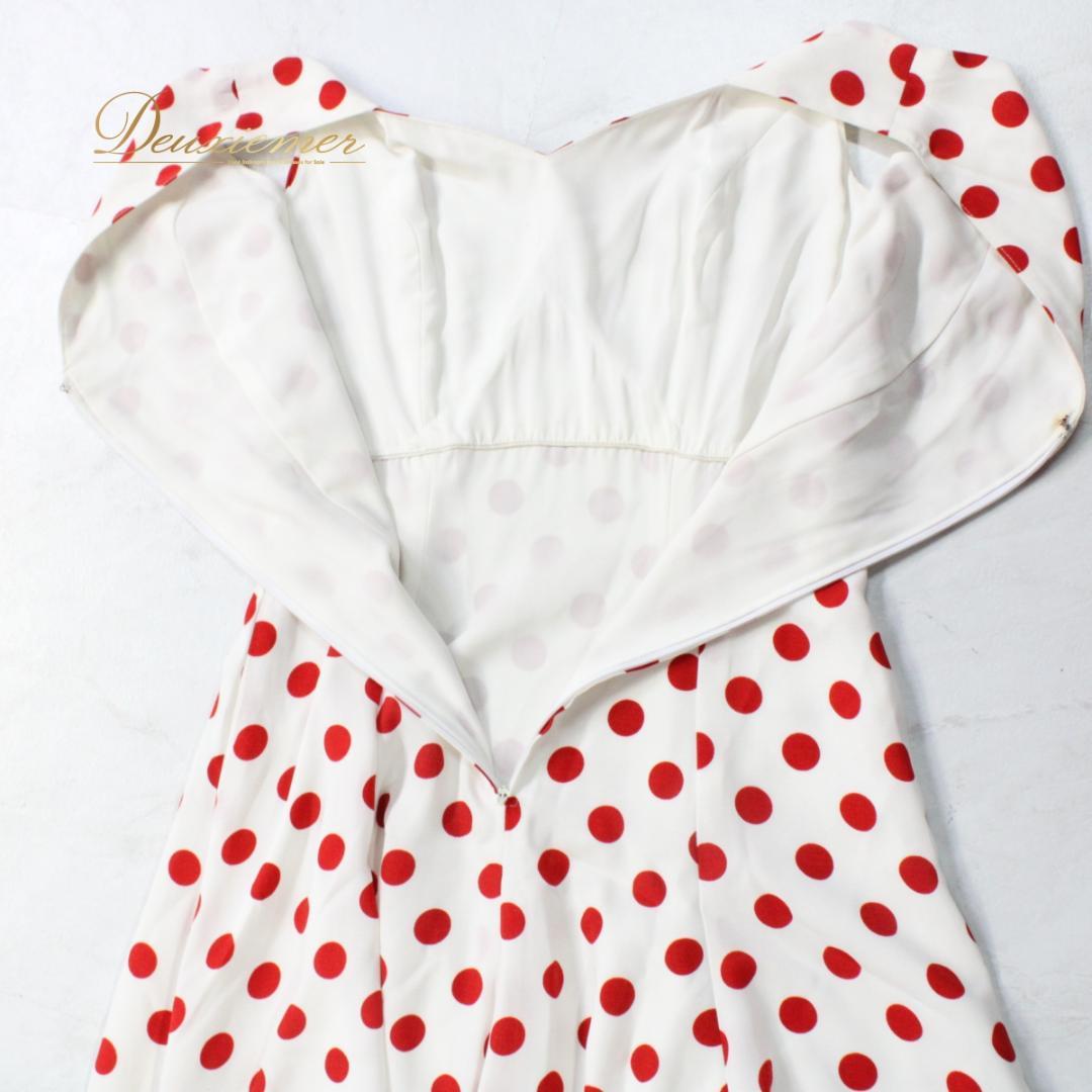 【フラメンコ衣装】ホワイト ワンピース ドレス ドット 赤 レッド ボランテ