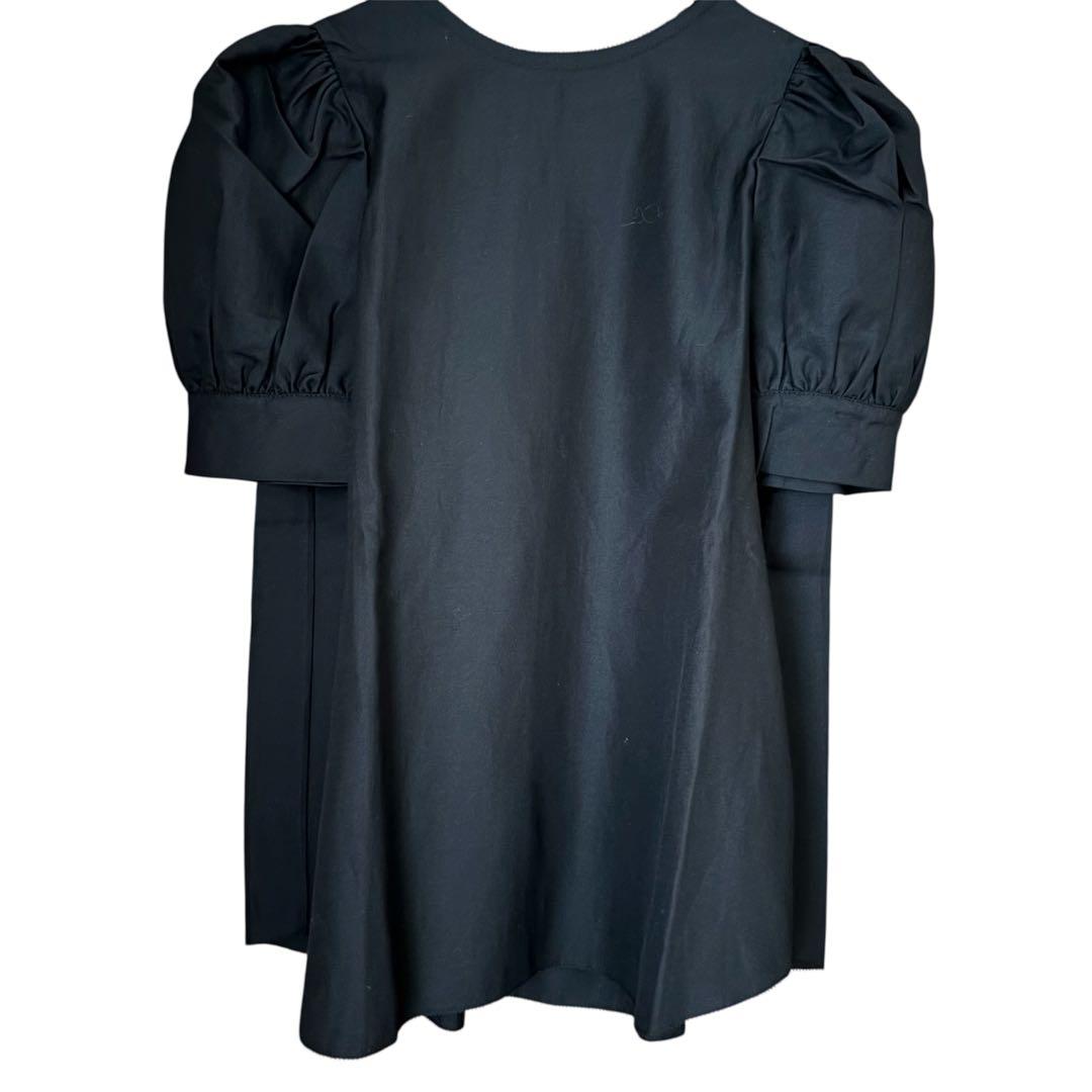 美品 ドゥロワー パフスリーブ シルク コットン ブラウス 黒 ブラック