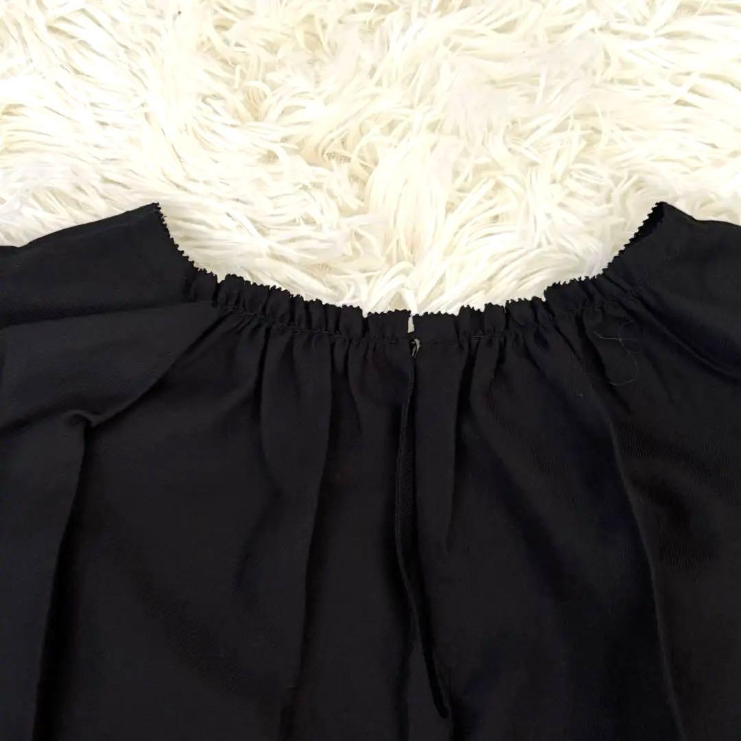 美品 ドゥロワー パフスリーブ シルク コットン ブラウス 黒 ブラック