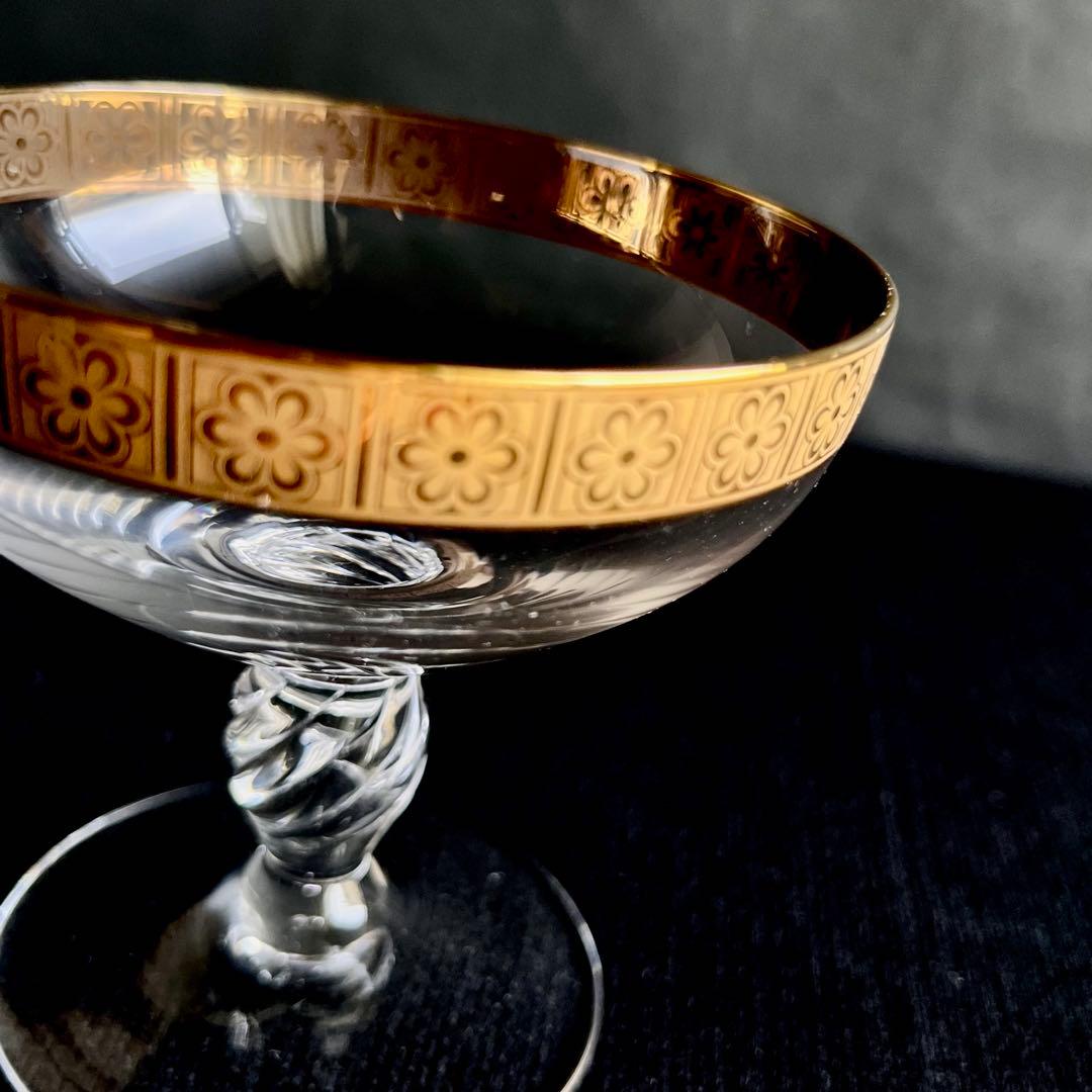 ★新品未使用 ★ 渕金唐草　クリアガラス高高台　2個セット