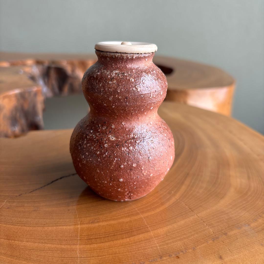 信楽焼 春齋 仕覆付 龍村美術織物 紅牙端錦 茶道具 共箱