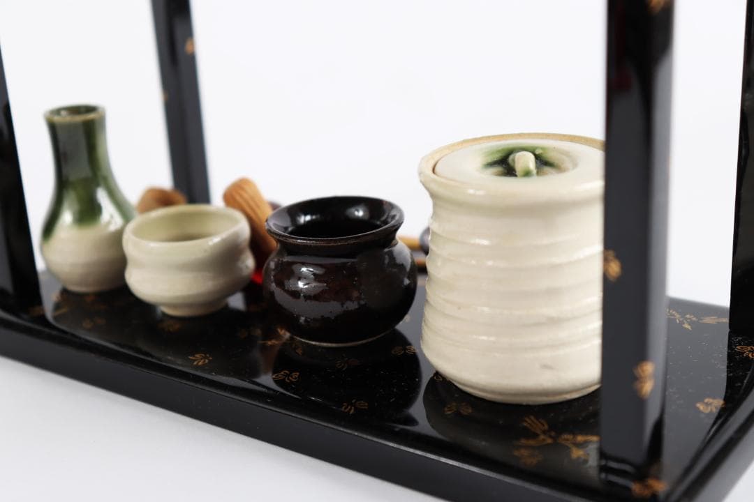 雛人形 蝶鳥蒔絵 茶道具 台子飾 田中彌 京人形 お点前