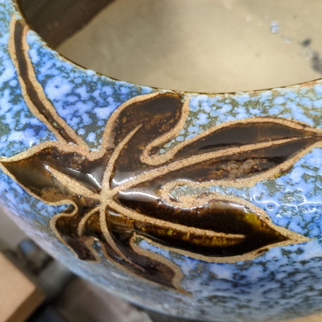 骨董　火鉢　大型　リーフ　レトロ　睡蓮鉢　めだか　金魚　鉢カバー