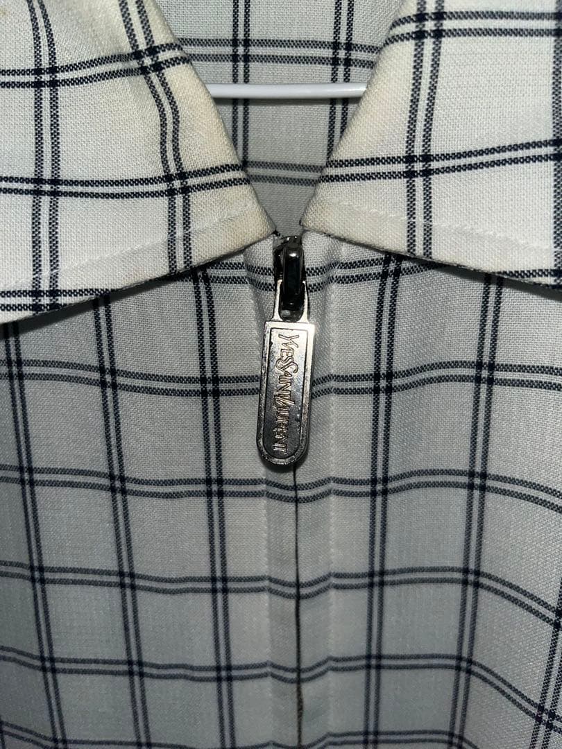YSL チェック柄 ジップアップ ブルゾン