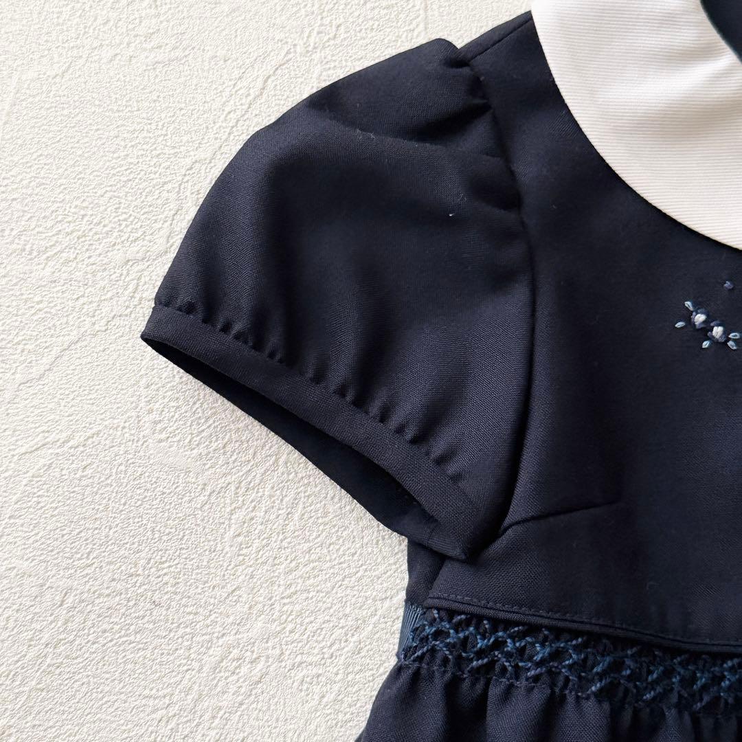 2544Z 訳ありファミリア 現行販売中 刺繍フォーマルワンピース白襟 90cm