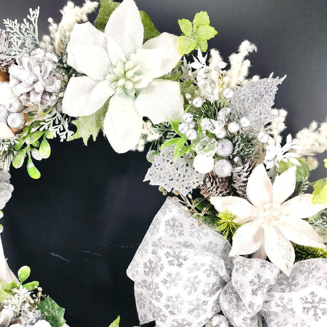 商品名【聖白】ゆきこ❤ポインセチアのクリスマスリース✳ 冬リース