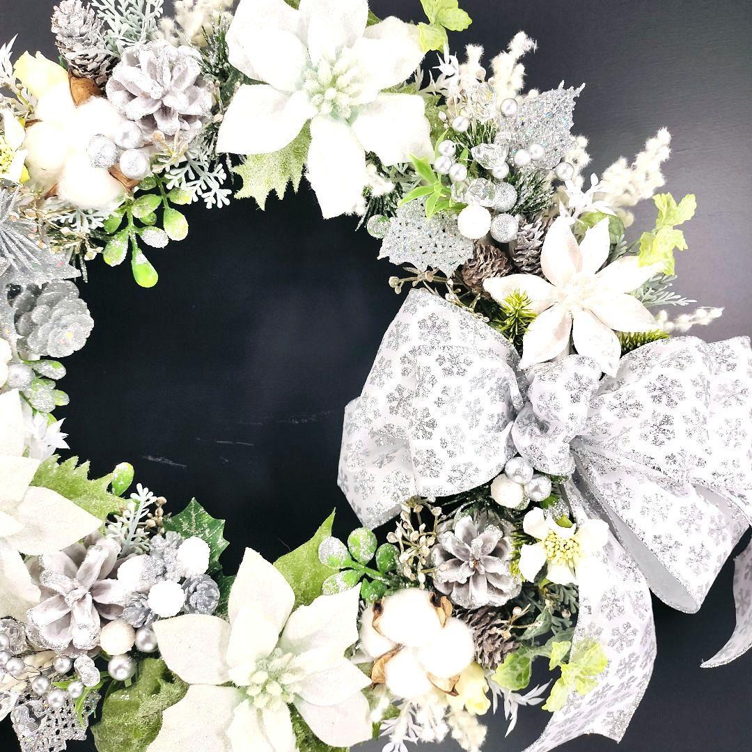 商品名【聖白】ゆきこ❤ポインセチアのクリスマスリース✳ 冬リース