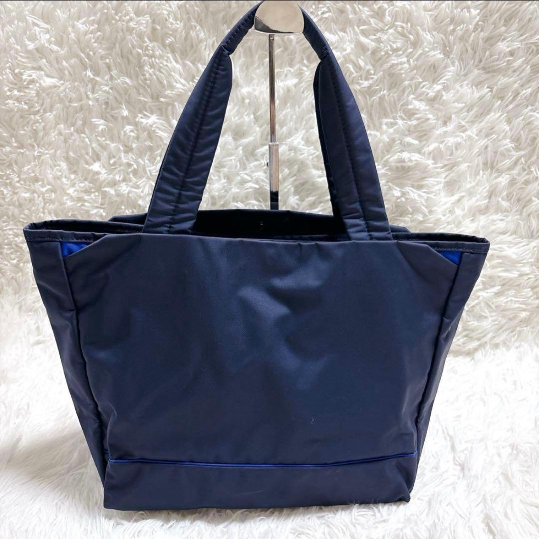 美品ポータームーストートバッグM現行日本製紺青人気PORTER通勤通学大容量ロゴ