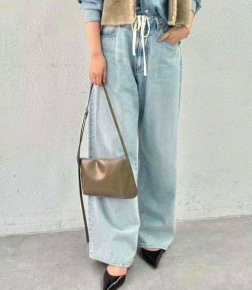 【美品】Whim Gazette ★ ドロストデニムパンツ ワイドデニム 38