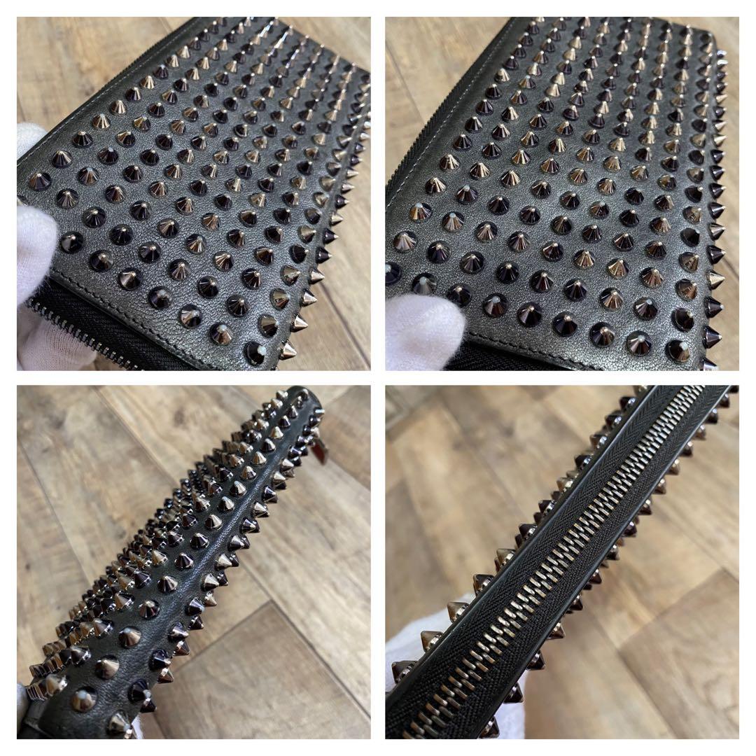 正規品☆クリスチャンルブタン スパイクスタッズ 長財布 パネトーネ ガンメタ 黒
