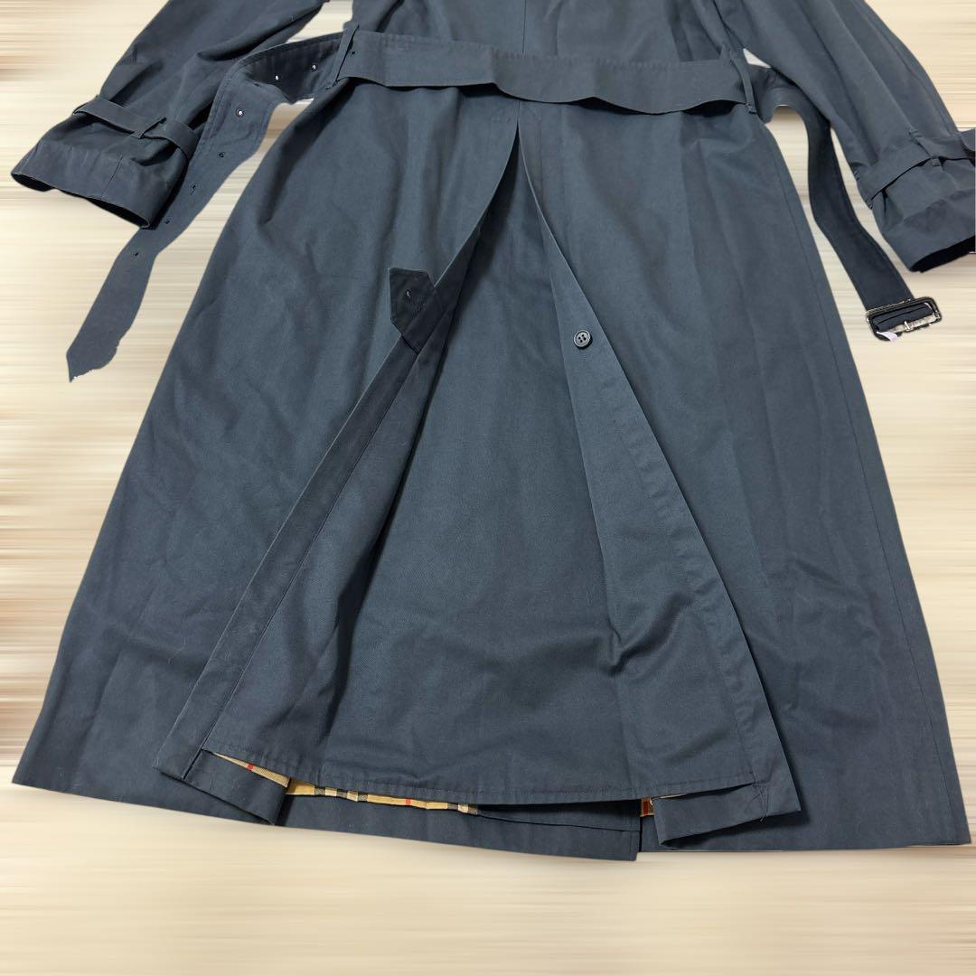 Burberrys 英国製ノバチェックトレンチロングコート ネイビー