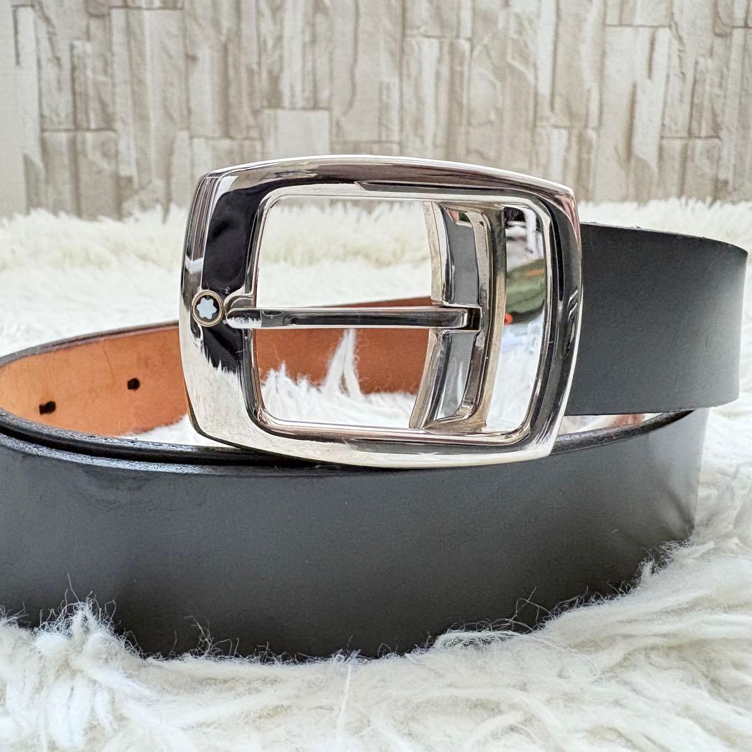 美品 モンブラン ベルト マイスターシューテック 純正ベルト　シルバー金具 黒