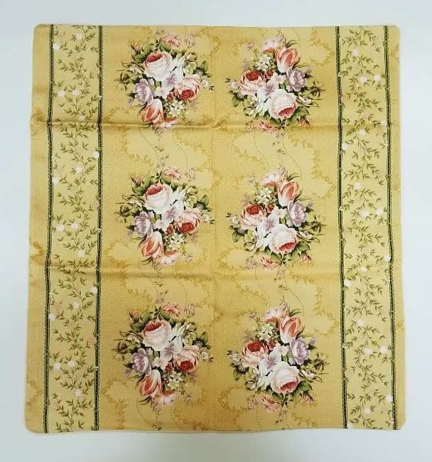 座布団カバー、13枚組セット、銘仙判、約55×59cm、イエロー系、花柄、日本製