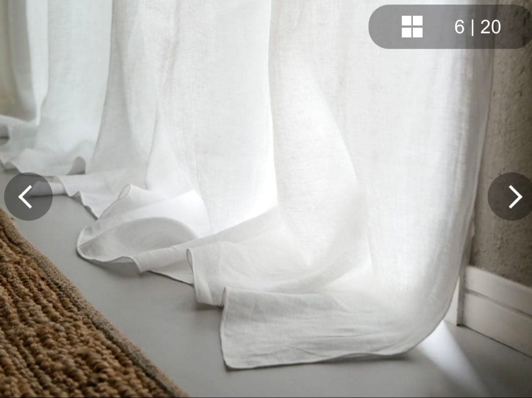 natsusobiku リネンのクリップ留めレースカーテン　ホワイト