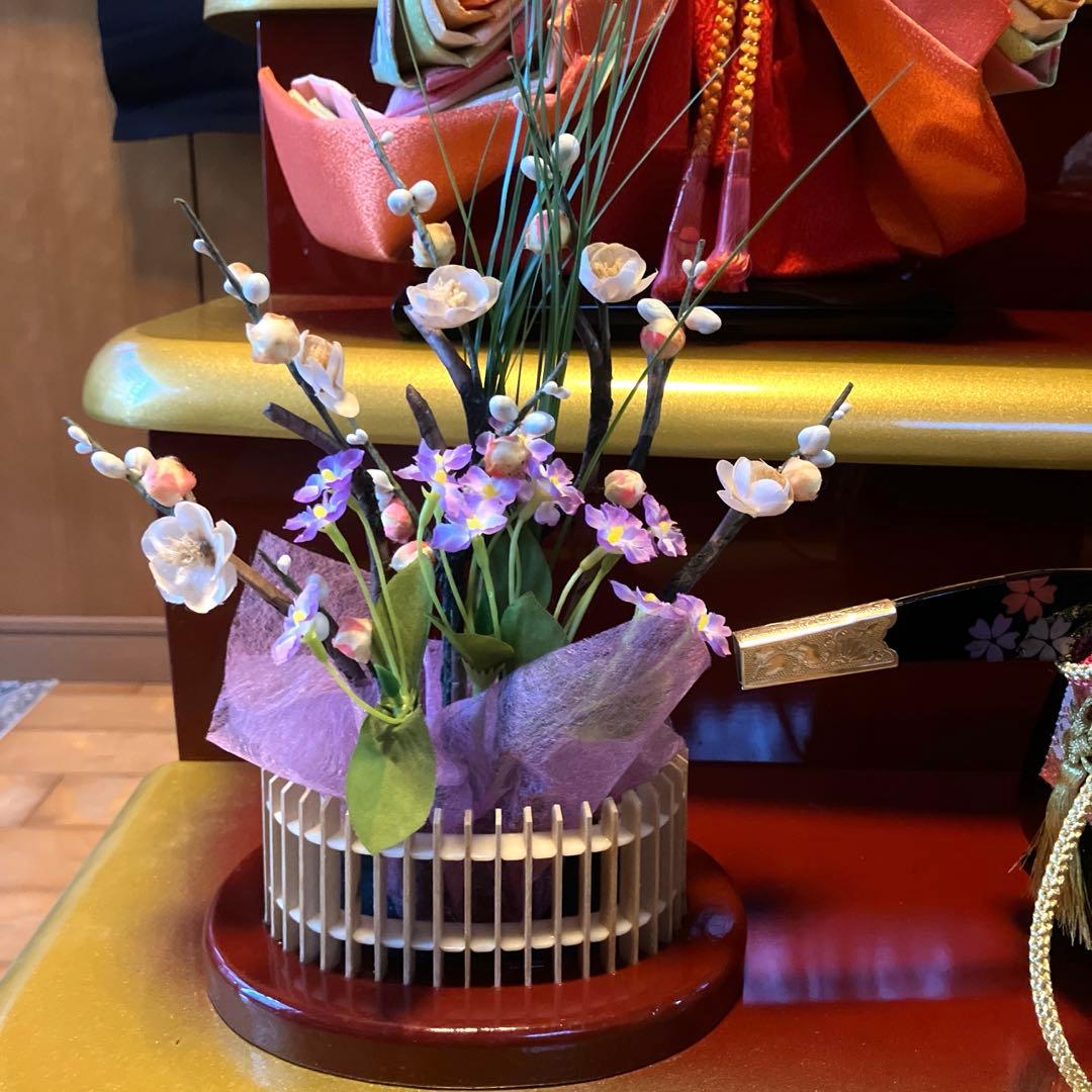 御京雛①平安春峰作　雛人形　三段飾り　お雛様　京都西陣織り　ひな人形3段　桜刺繍