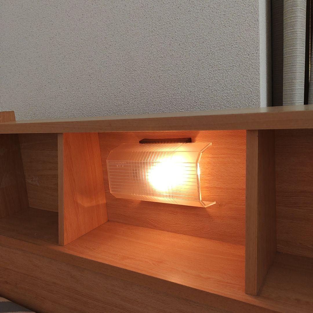 大容量収納付き　ベッドフレーム　シングルベッド　読書灯付き　ナチュラル　送料込み
