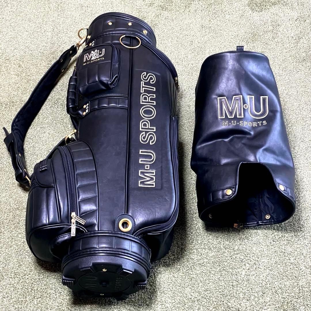 【美品 】M.U SPORTS レディースキャディバッグ レザー&ゴールドパーツ