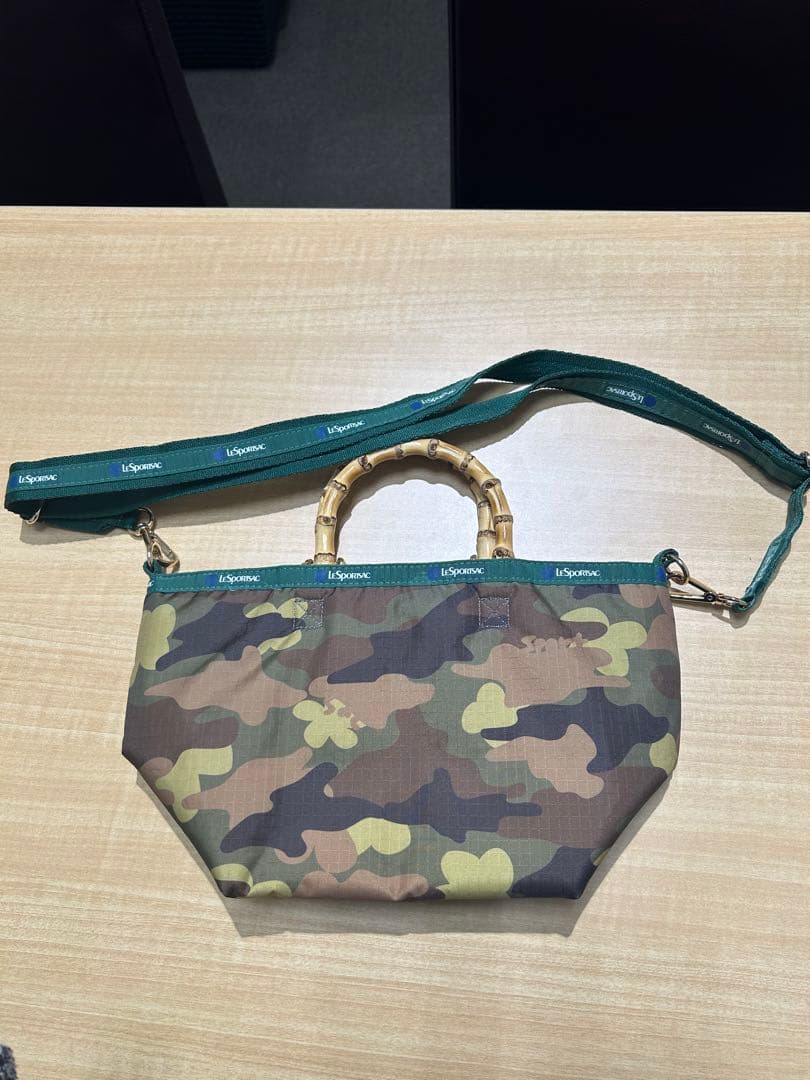 LeSportsac 迷彩柄 バンブーハンドル Sサイズ