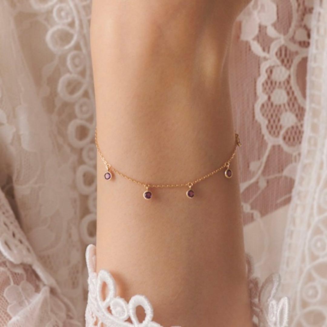 agete K10アメジストブレスレット 二月誕生石