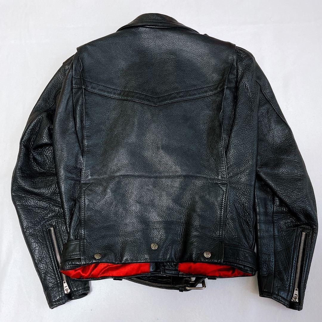 KADOYA ライダースジャケット カウレザー キルティング 黒 裏地赤 牛革