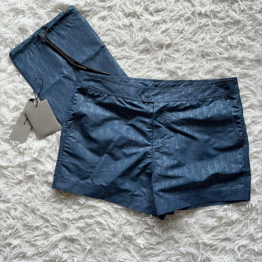 未使用品　ディオール オブリーク スイムショーツ M ブルー 総柄　ロゴ