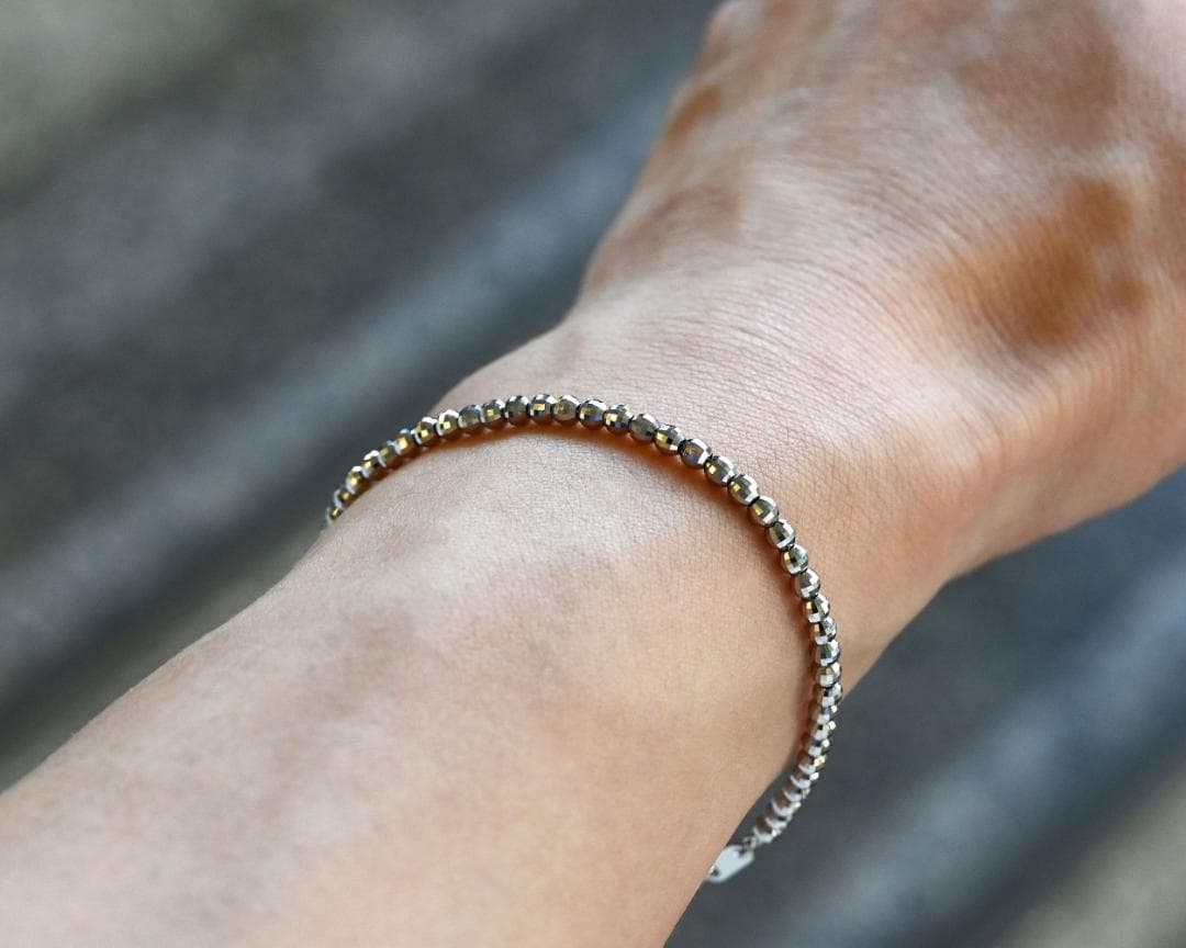 新品 Pt850ミラーカットボールチェーンブレスレット幅3.0mm長さ18cm