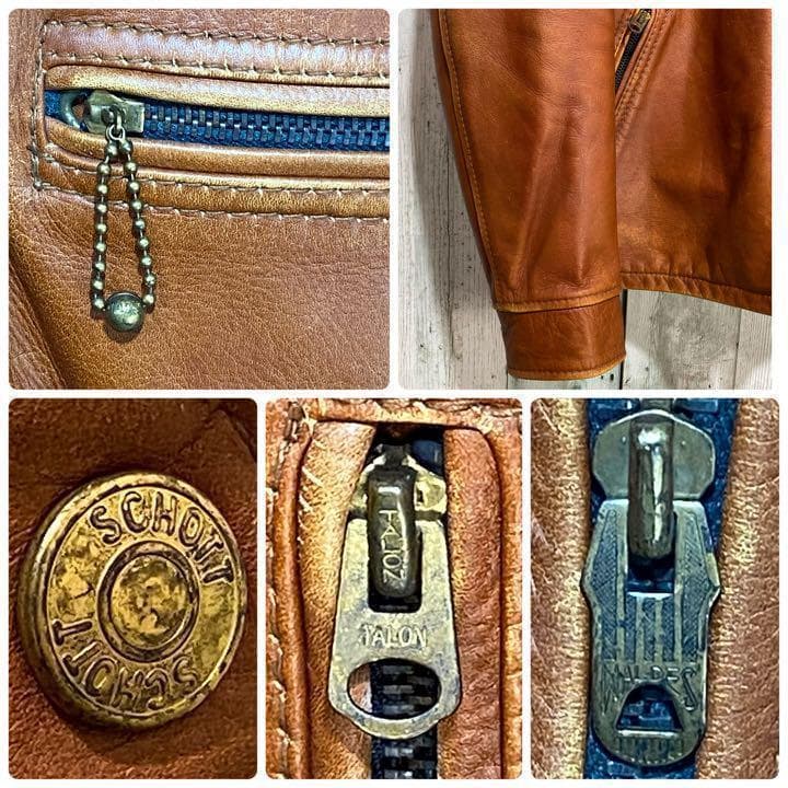 【※一点物】stussy shotto★刺繍ロゴ レザージャケット ブラウン L