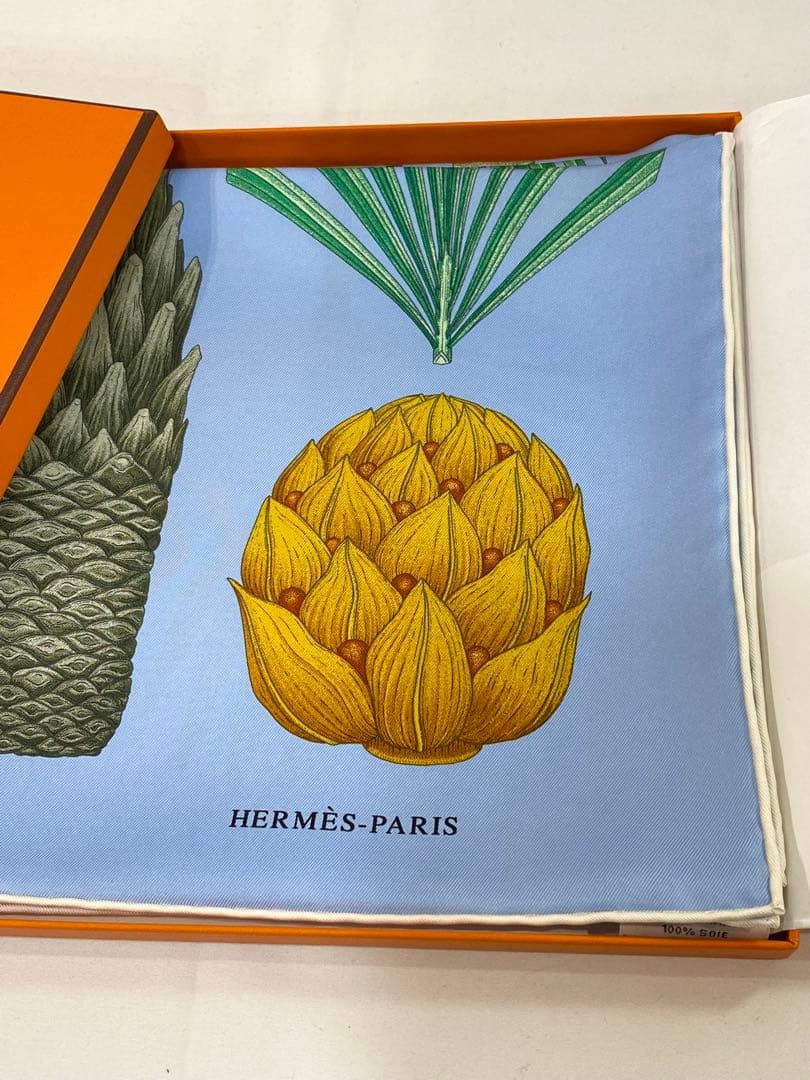 ［未使用］HERMES カレ90 ヤシの目録Index Palmarumスカーフ