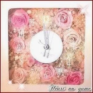 プリザーブドフラワーダイヤモンドローズ 花時計 ピンク＆ホワイト