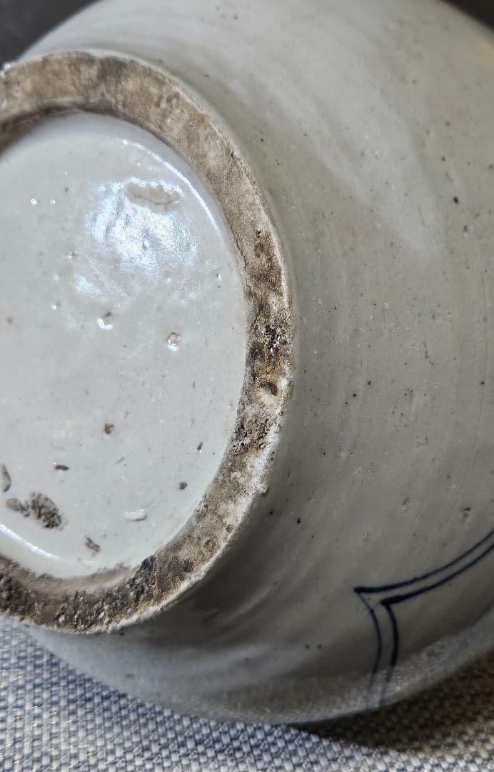 李朝　青華　染付　楼閣山水人物図　大瓶 大壺　高 約37.2cm　韓国古美術