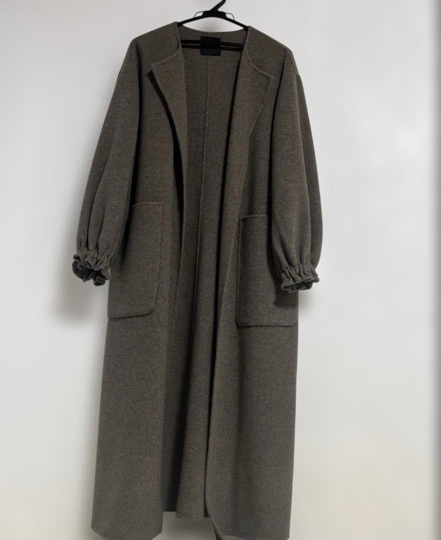 スピックアンドスパン　ボリュームスリーブノーカラーリバーコート　新品