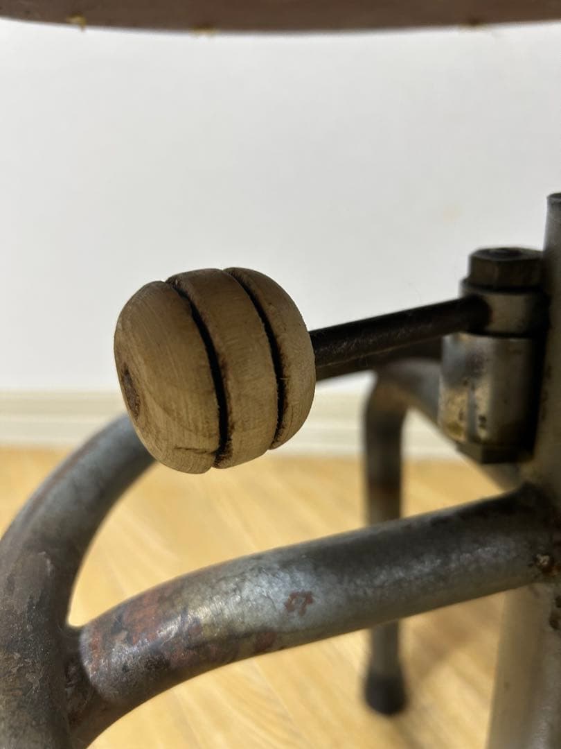 フランスヴィンテージ ベロアのスツール 回転丸椅子