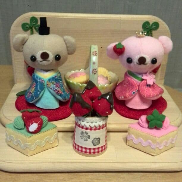 ハンドメイドおひなさま♡くまちゃん雛人形