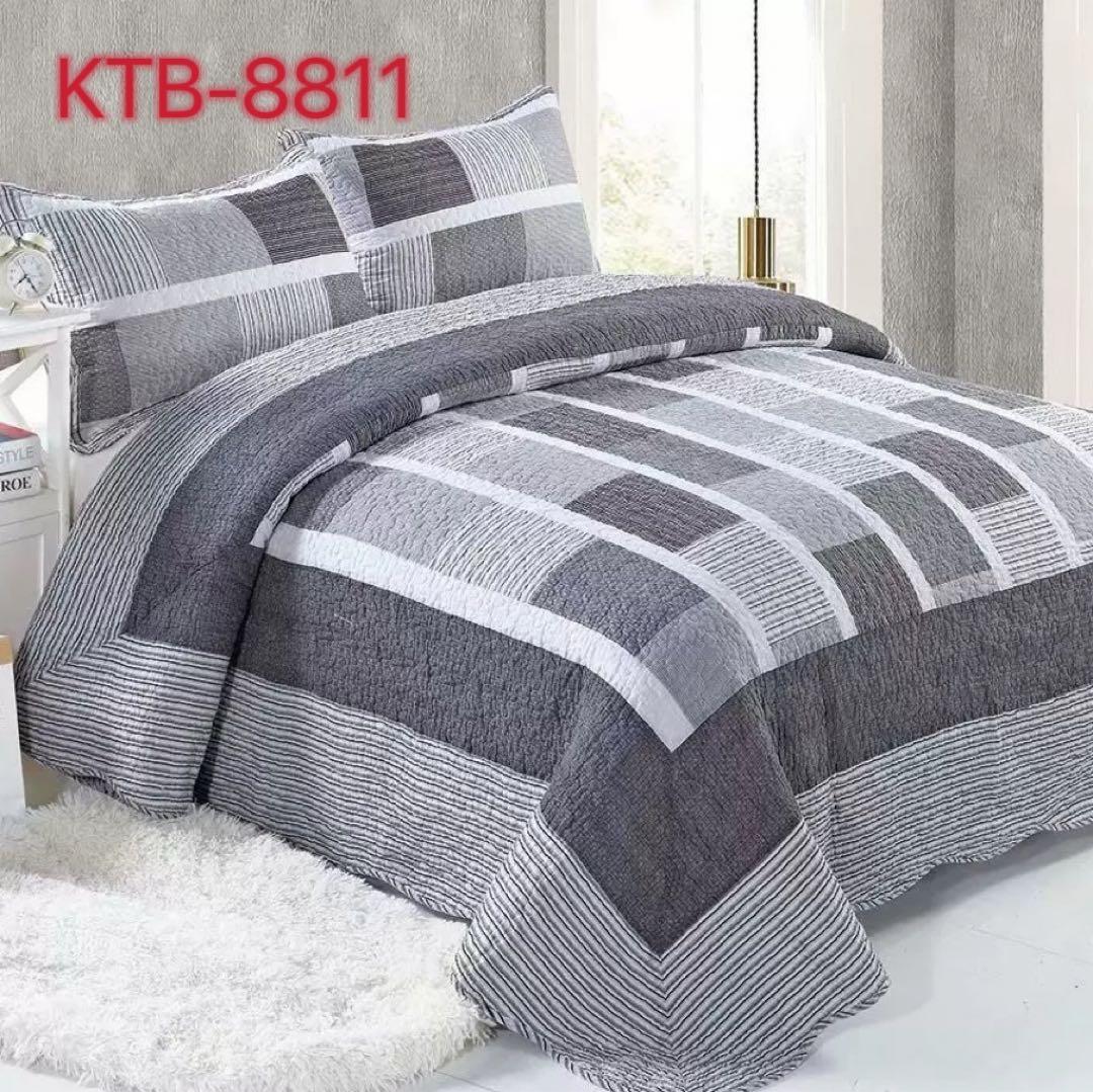 キルトベッドカバー3点セット綿マルチカバー キルティング QHC