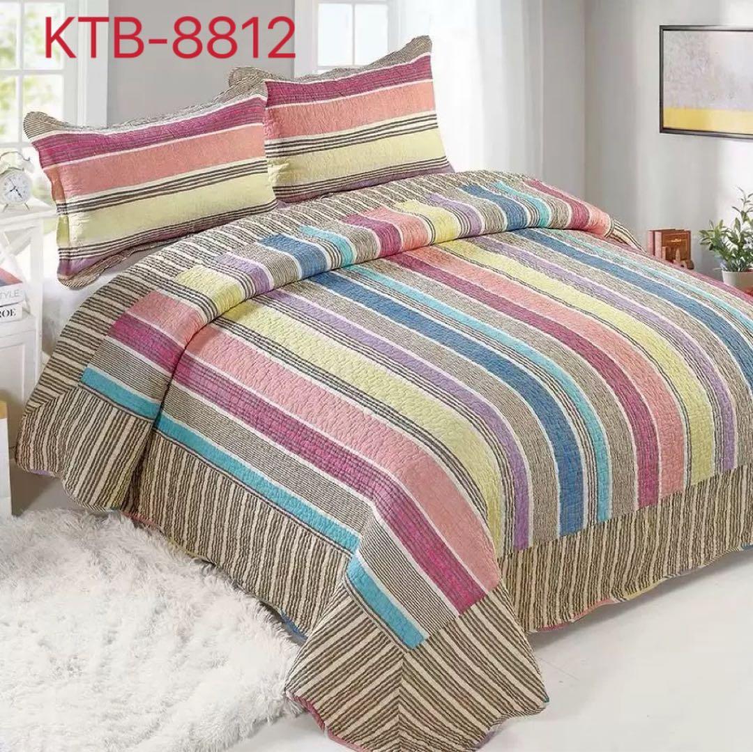 キルトベッドカバー3点セット綿マルチカバー キルティング QHC