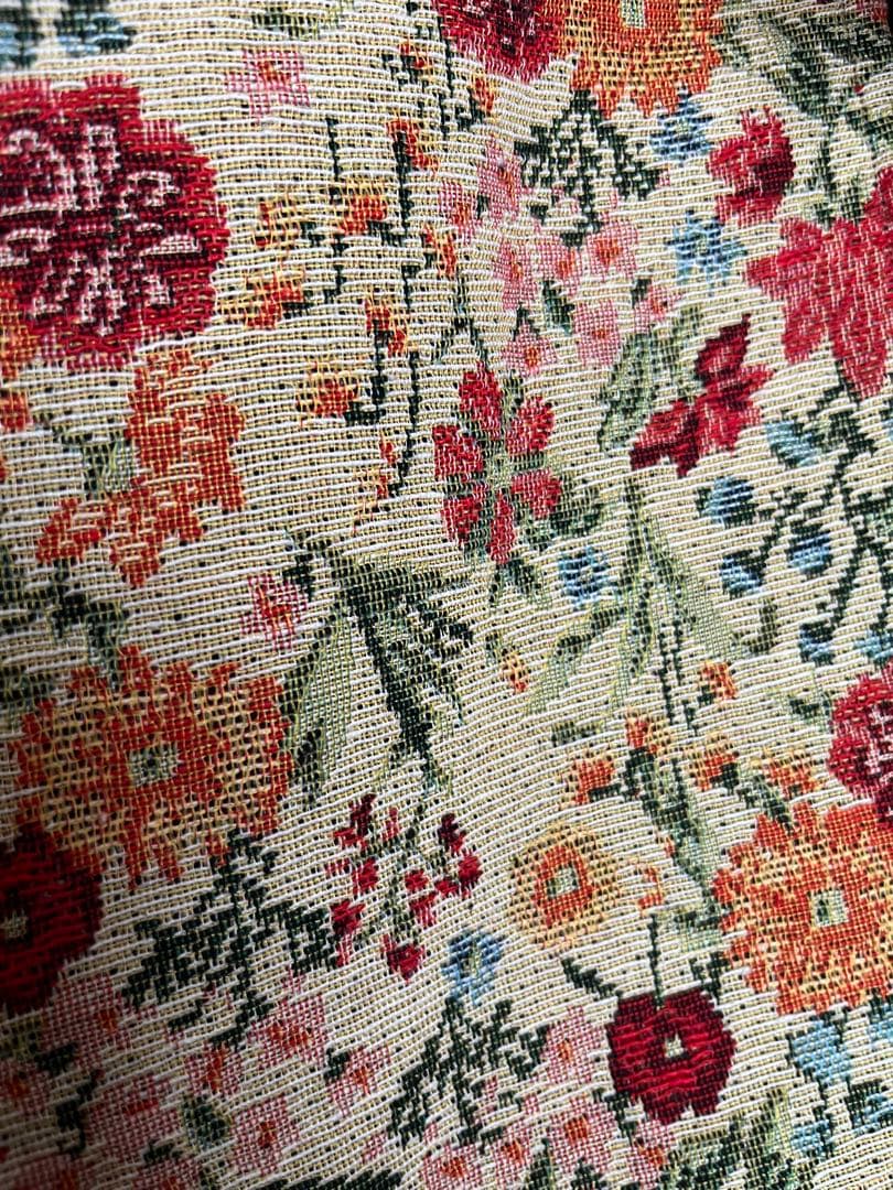 753 着物 花柄 アンティーク　刺繍