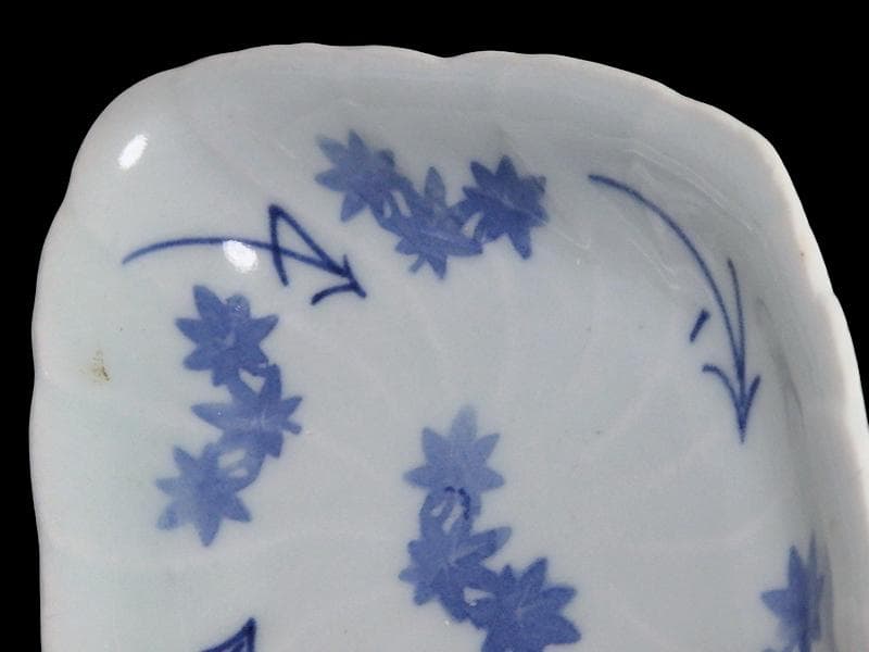 古伊万里　こんにゃく印判　紅葉の図　菱形変形小皿　江戸中期　A346AS-CWr