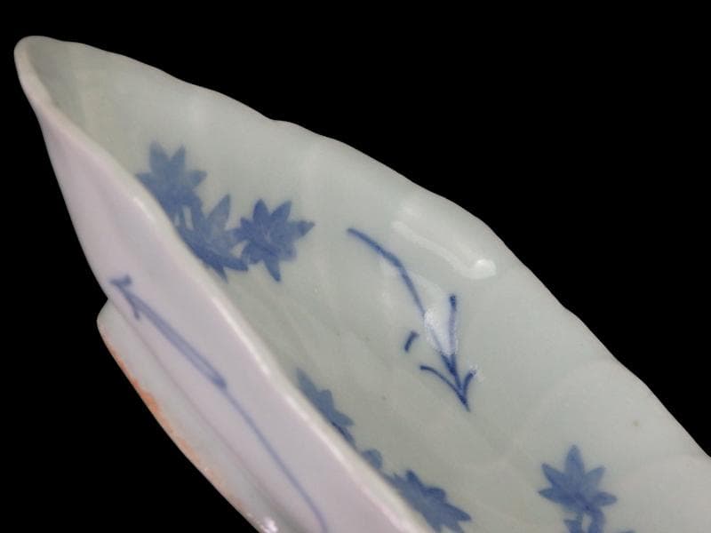 古伊万里　こんにゃく印判　紅葉の図　菱形変形小皿　江戸中期　A346AS-CWr