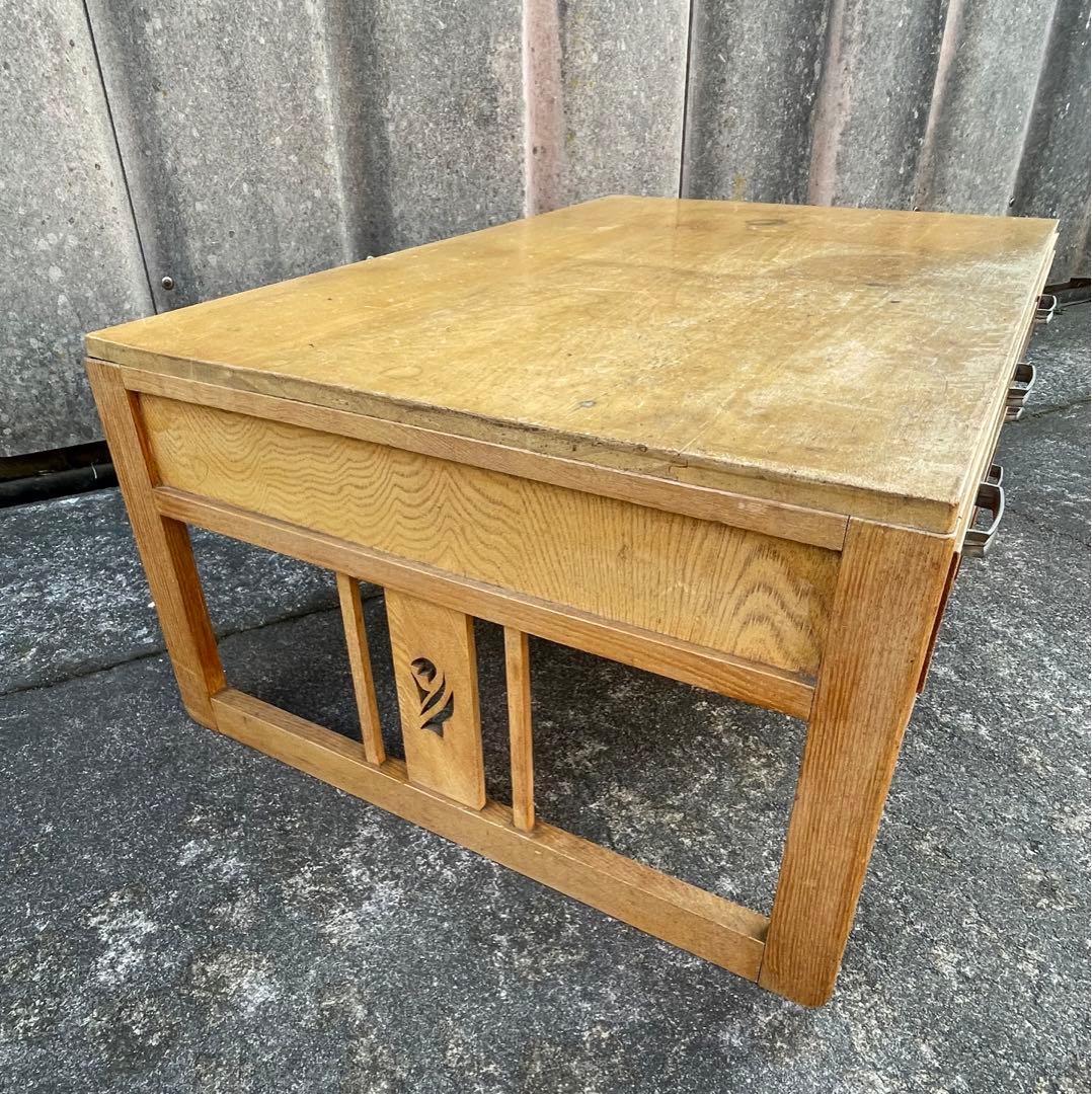 ビンテージ/当時物/無垢材/文机/机/書斎机/作業台/テーブル/透かし彫り/14