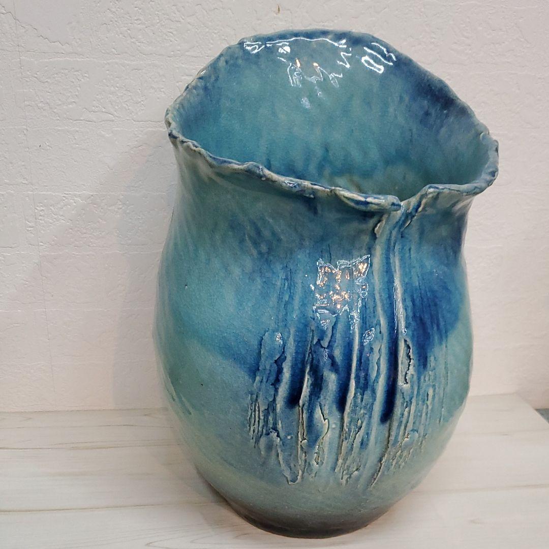 信楽焼 花器 ⋆͛ ͙͛✧*̣̩⋆̩☽キレイなブルーの花器です♪