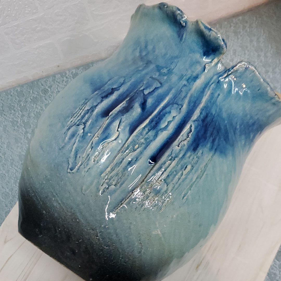 信楽焼 花器 ⋆͛ ͙͛✧*̣̩⋆̩☽キレイなブルーの花器です♪