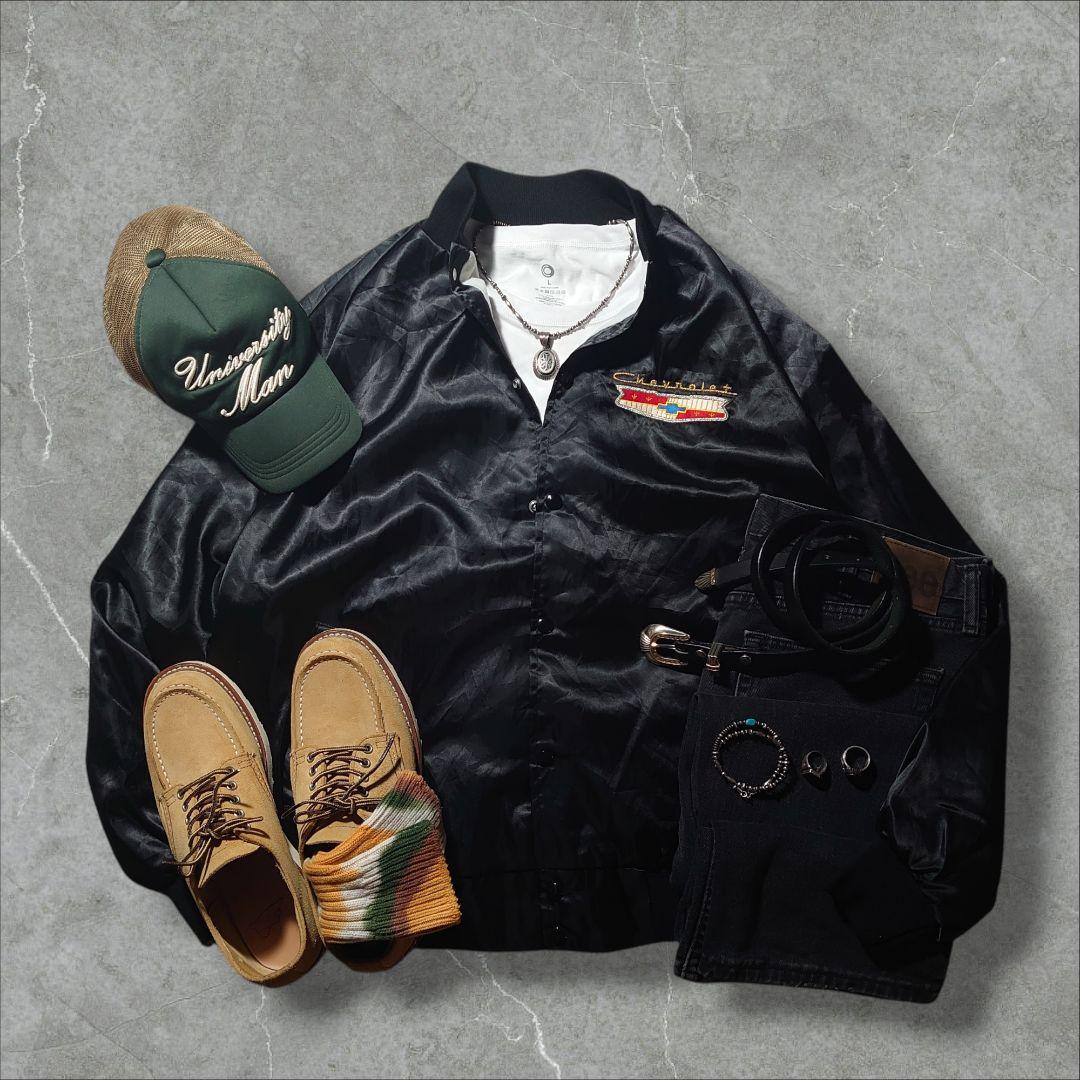 【80-90s USA製】 West Ark×Chevroletサテンジャケット