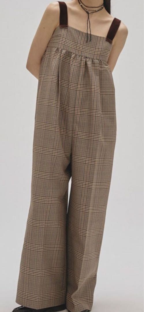 ダブルハート チェック柄サロペット